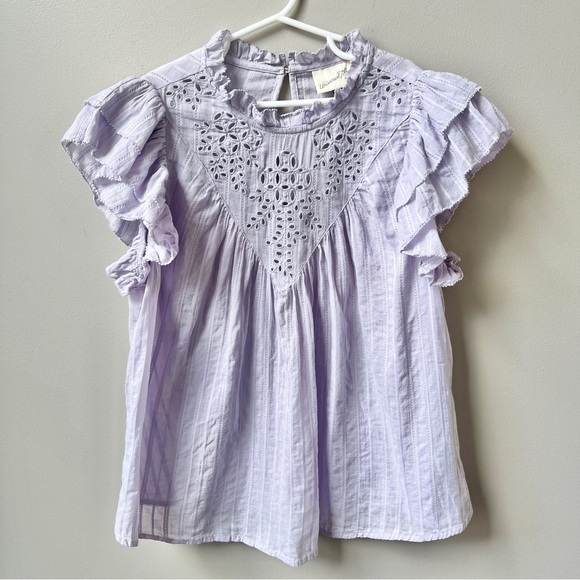 Universal Thread Tops - Universal Thread Top Women's Small Lilac Purple 100% Cotton Cottage Eyelet Beach
